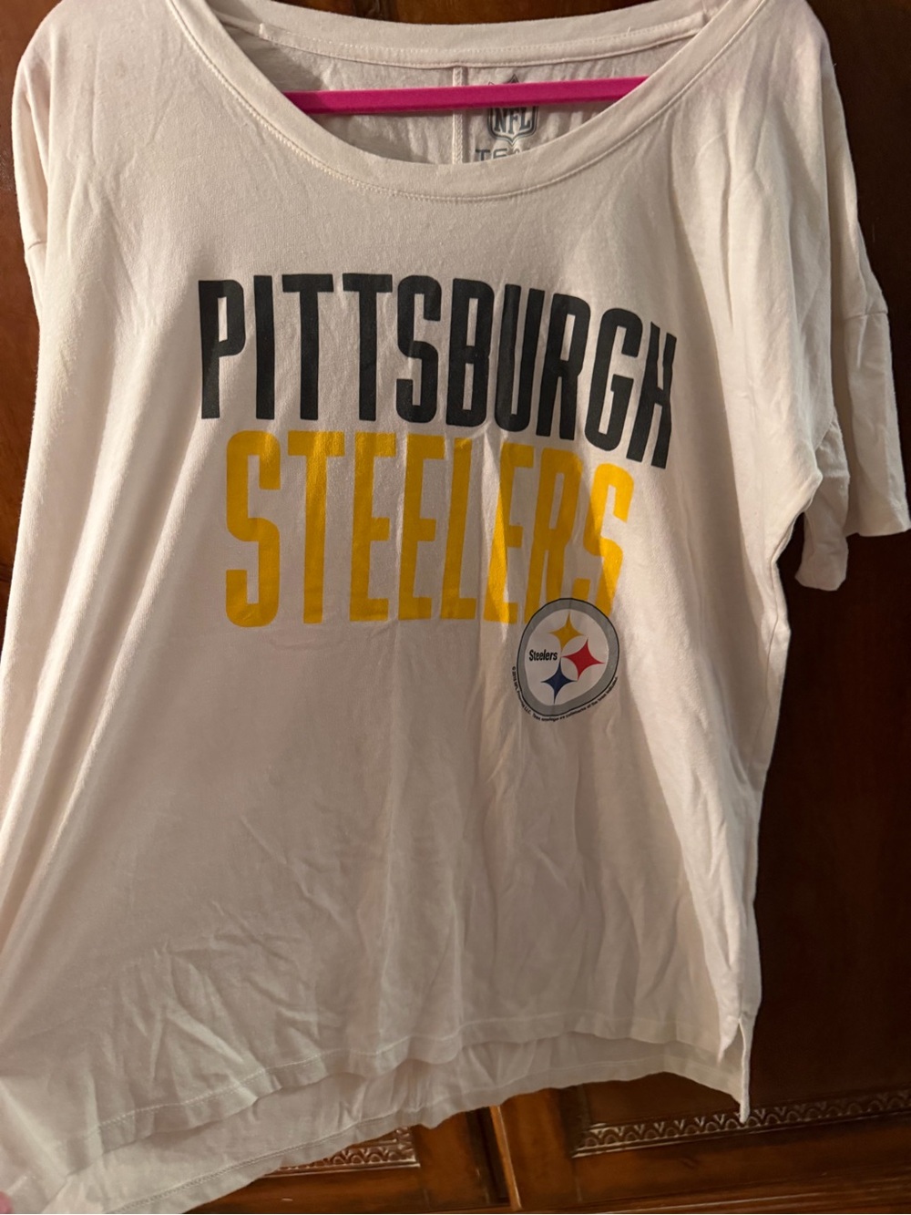 Pittsburgh Steelers White  womens Logo Tee